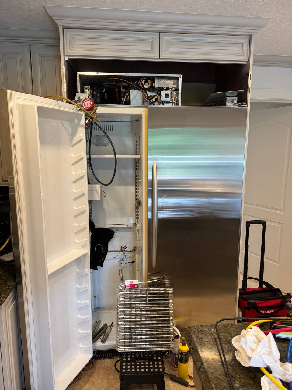 KitchenAid 48-Inch Built-In Refrigerator Repair in Coral Springs — Before