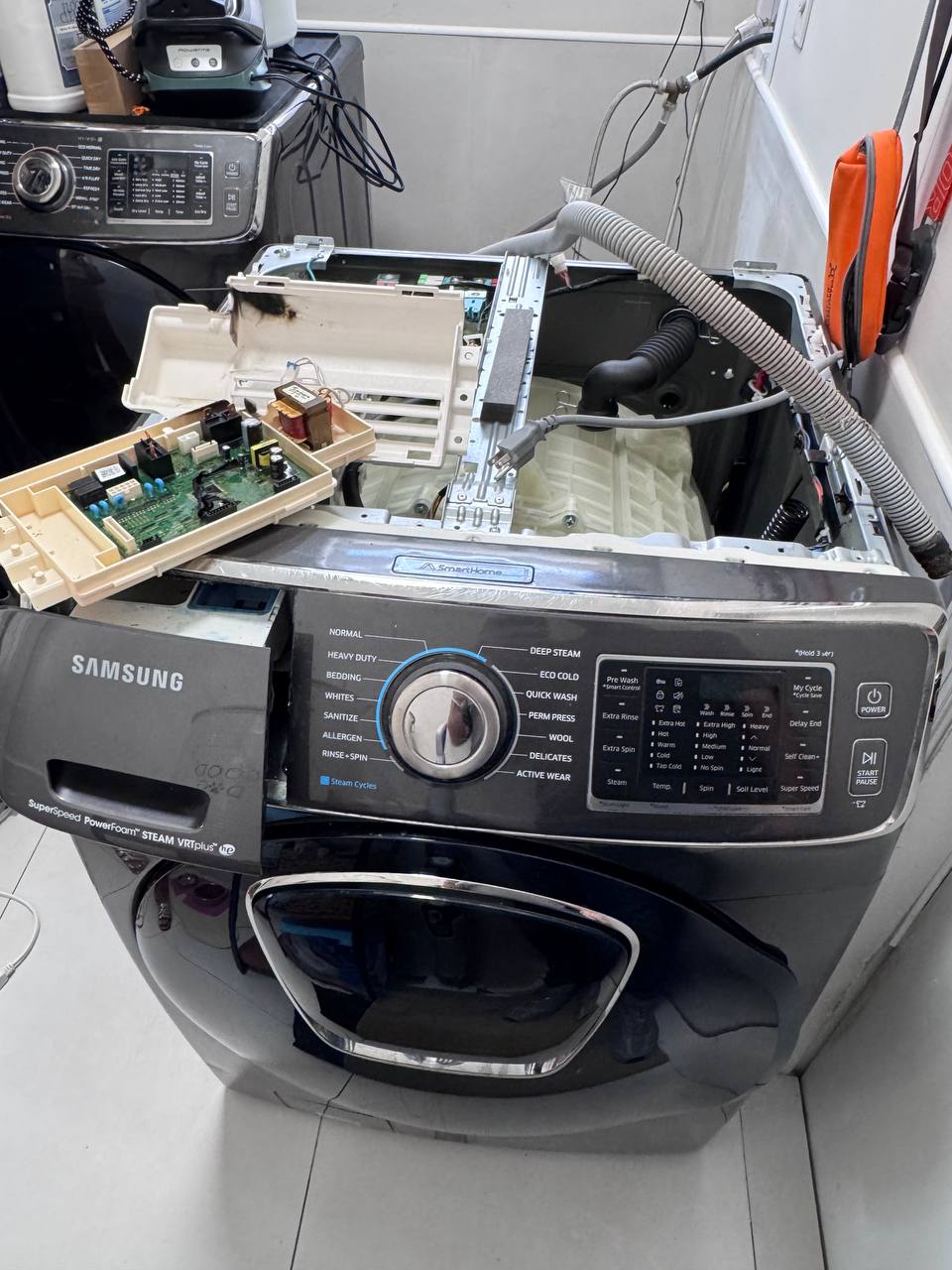 Samsung Washer Dead with Burning Smell: Coral Springs Diagnostic — Before